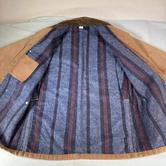 Carhartt 70s Michigan Chore Coat Size 44T TROYSET Blanket Lining Big C Butt - Picture 1 of 15